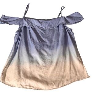 Jessica Simpson Blue Dip Dye Cold Shoulder Top Sz Lg